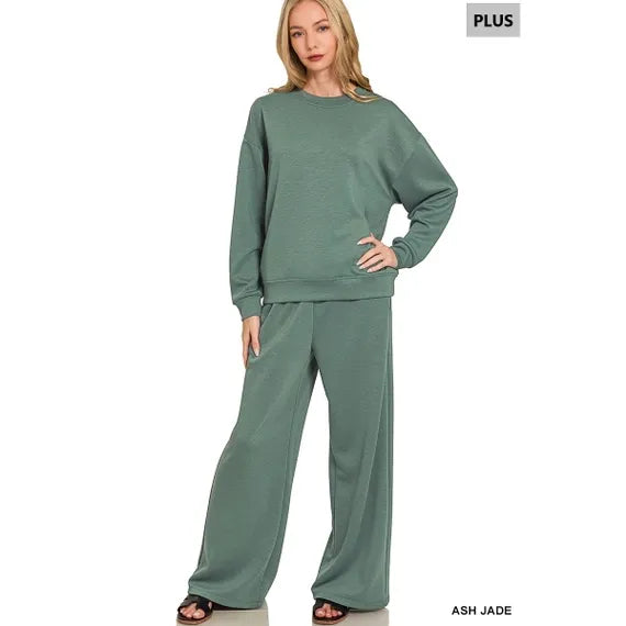 Plus Scuba Crewneck Pullover and Pants Set