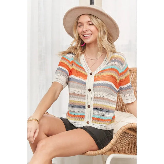 Multi Color Lightweight Sweater Top
