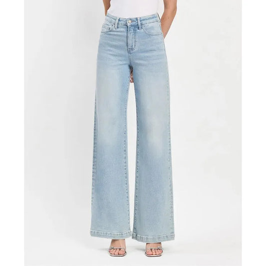 High Rise Full Length Wide Leg Jeans