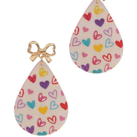 Valentines Day Feather Metal Stone Post Earrings