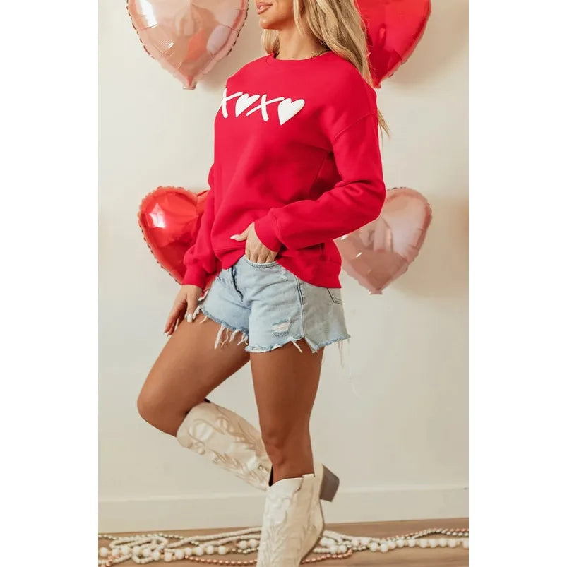 Puff Xoxo Print Valentines Heart Sweatshirt