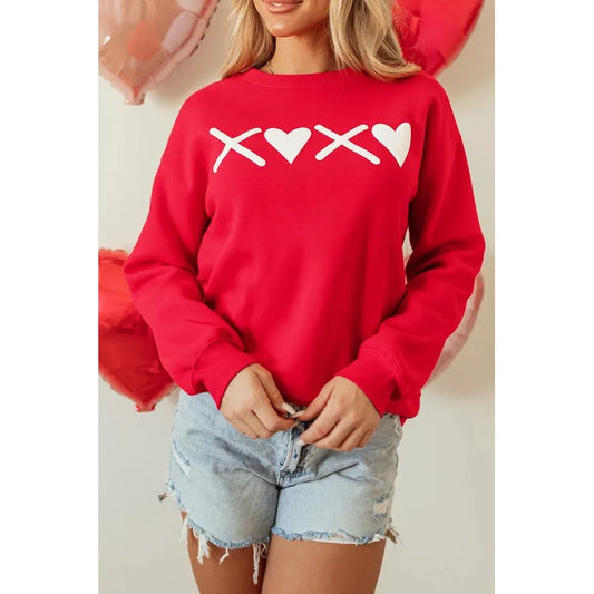 Puff Xoxo Print Valentines Heart Sweatshirt