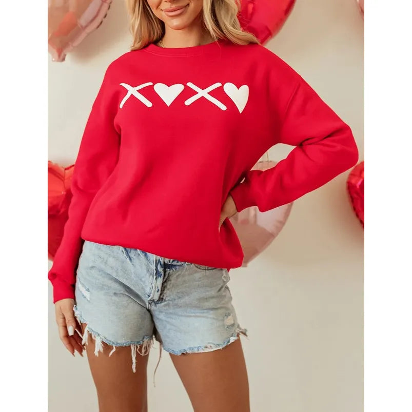 Puff Xoxo Print Valentines Heart Sweatshirt
