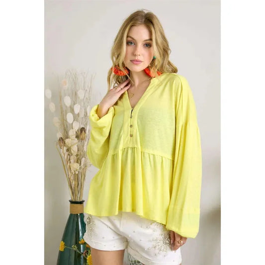 Button Babydoll Tunic Top