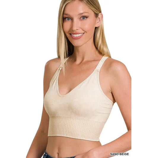 Washed Crisscross Strap Back Seamless Tank Top