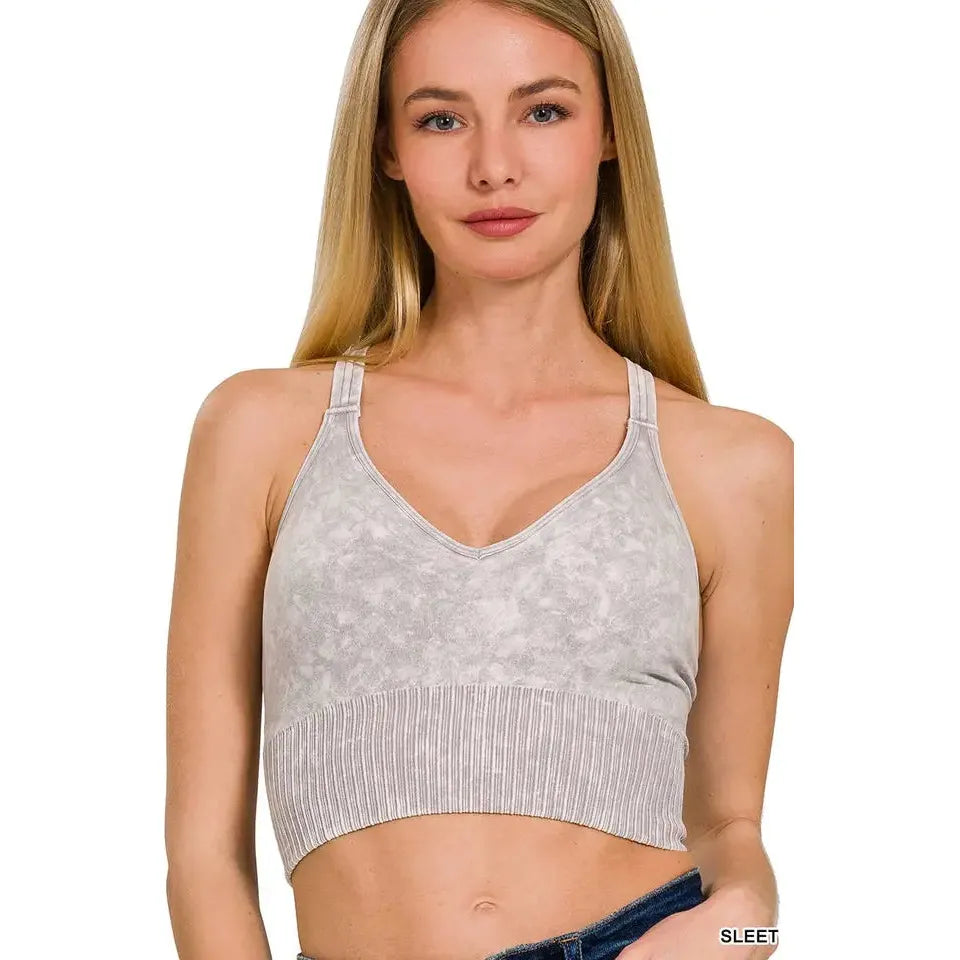 Washed Crisscross Strap Back Seamless Tank Top