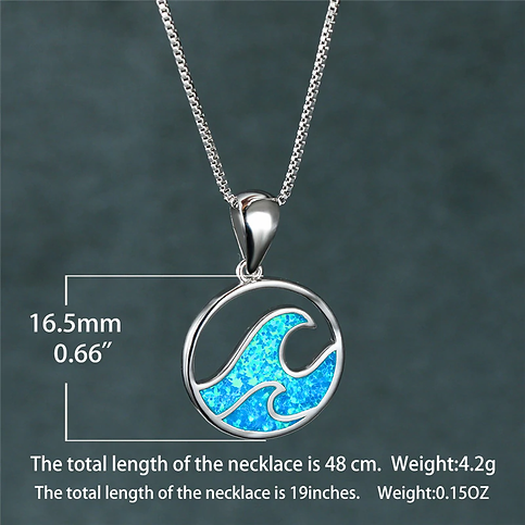 Blue Opal Wave Necklace
