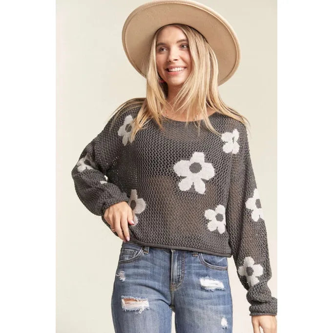 Lightweight Floral Sweater Top