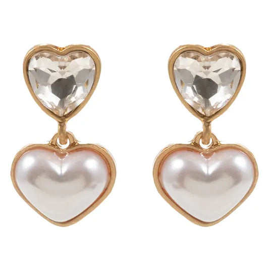 Valentines Day Heart Pearl Cabochon Post Earrings