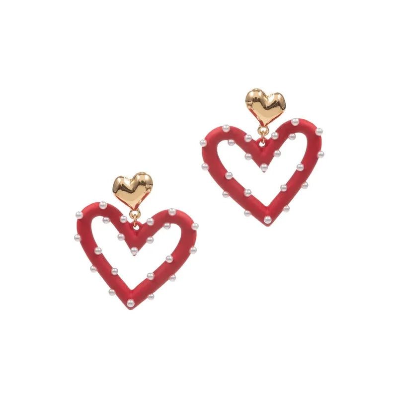 Valentines Day Pearls and Heart Necklace
