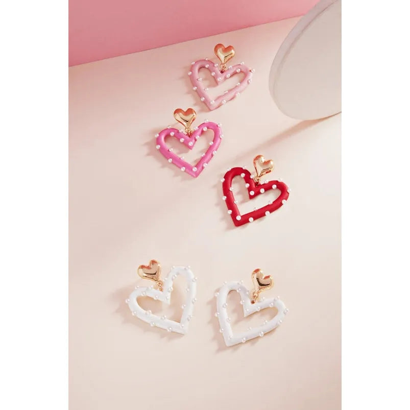 Valentines Day Pearls and Heart Necklace