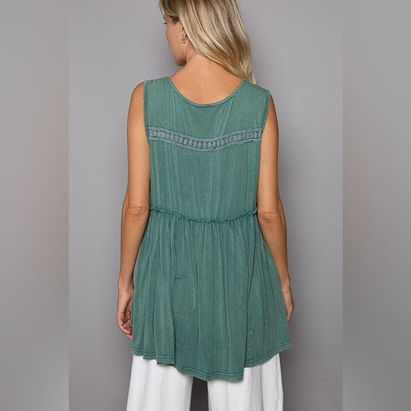 Sleeveless V-Neck Babydoll Top