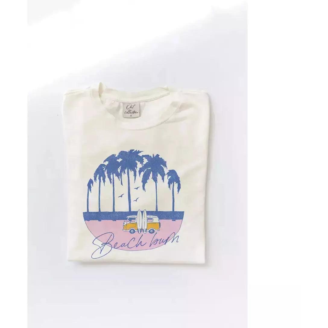 BEACH BUM Mineral Washed Graphic Top