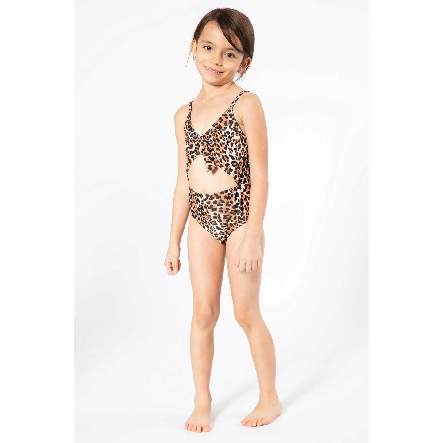 Girls Cheetah Cutout Swimsuit