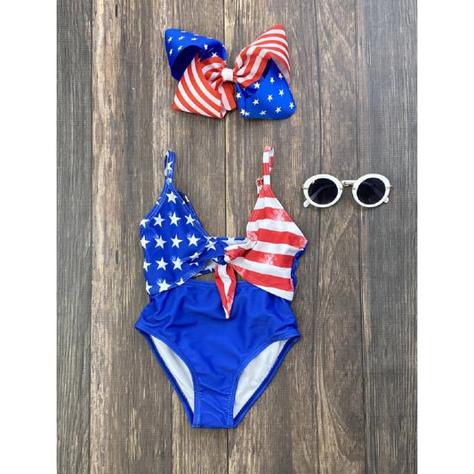 Girls Stars & Stripes Tie Front Swimsuit