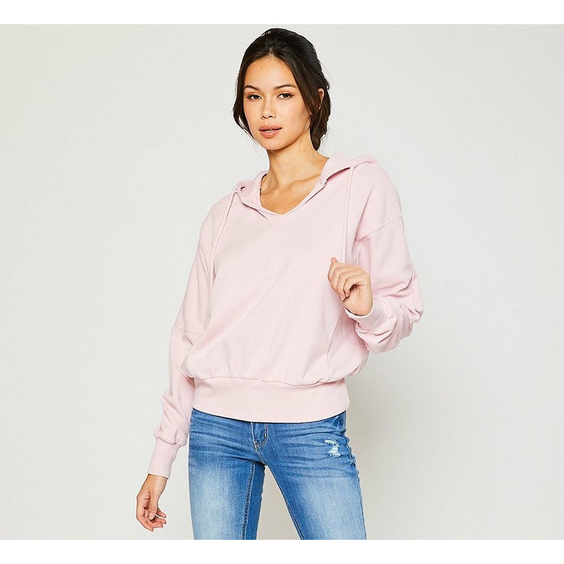 Pink Wide Neck Hoodie Ikara Blu