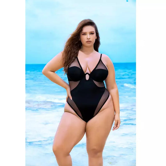 Underwired One Piece Black Swimsuit Curvy