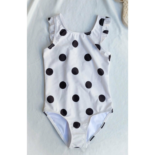 Girls Ruffle One Piece Polka Dot Swimsuit UPF 50