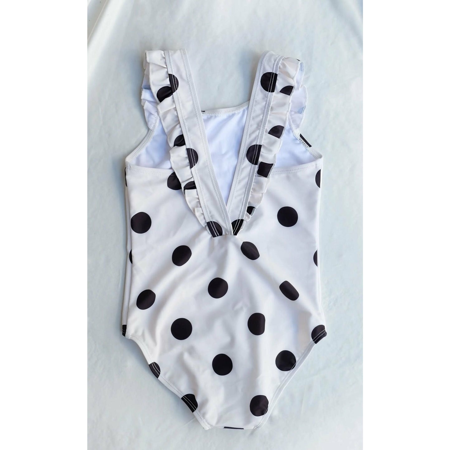 Girls Ruffle One Piece Polka Dot Swimsuit UPF 50