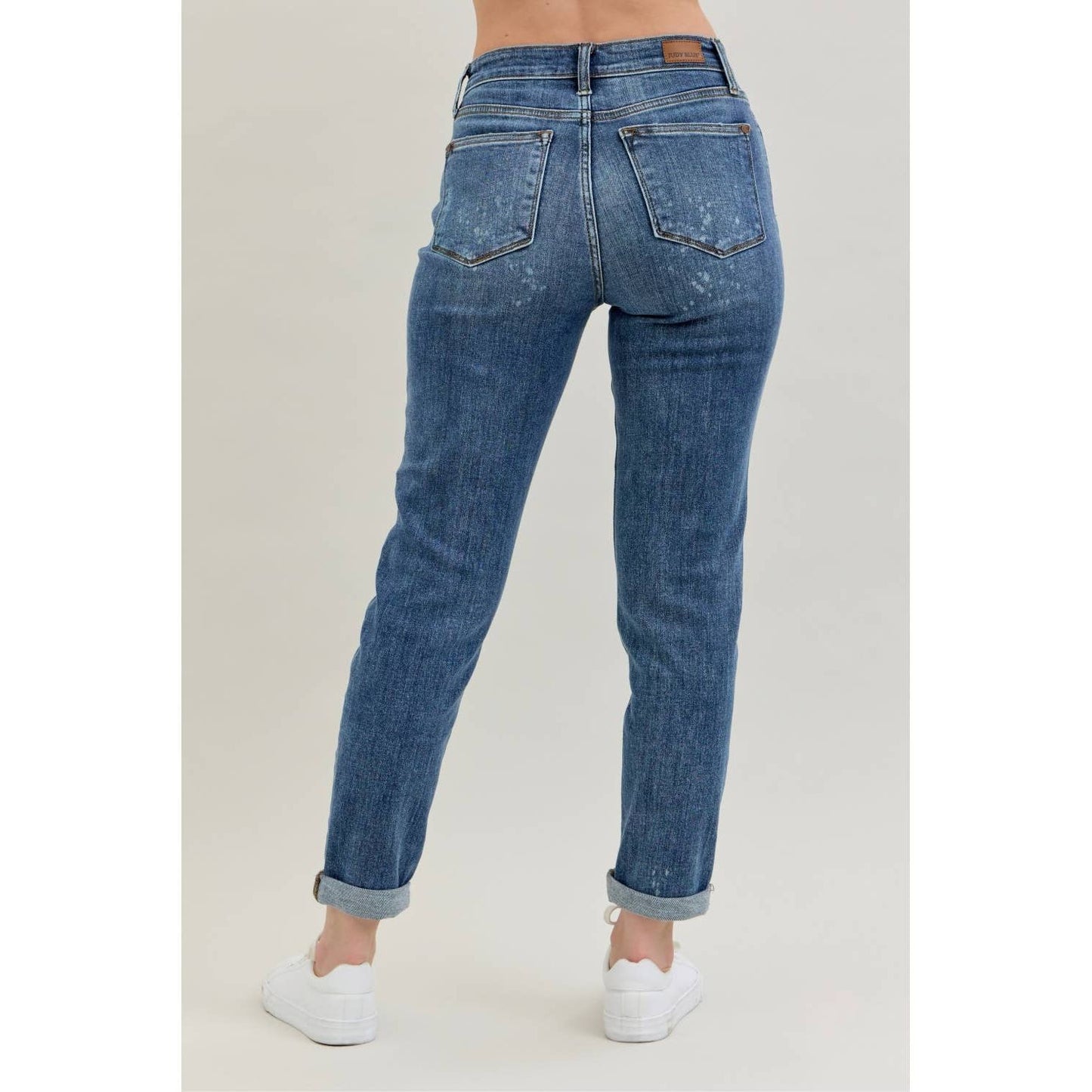 High Rise bleach Splash Boyfriend Jeans