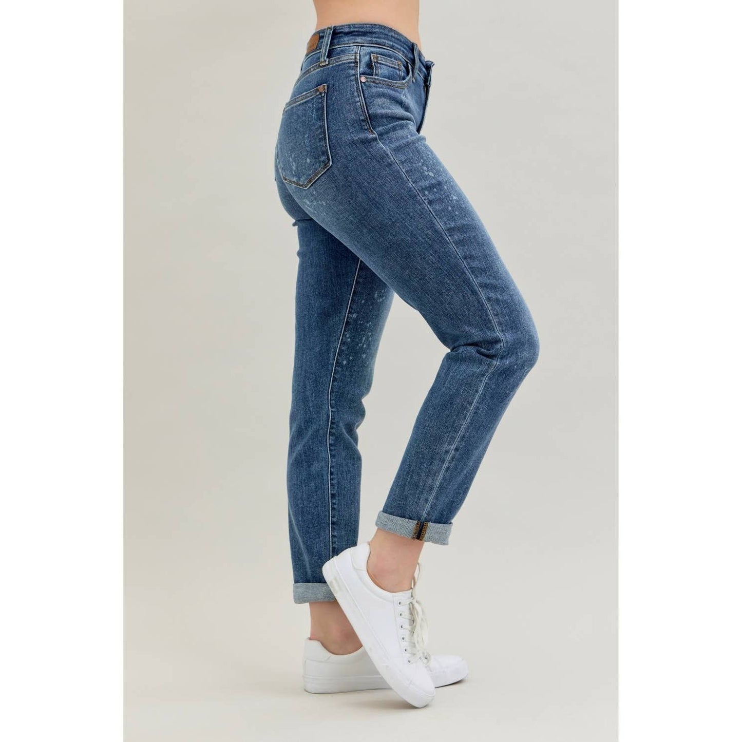 High Rise bleach Splash Boyfriend Jeans