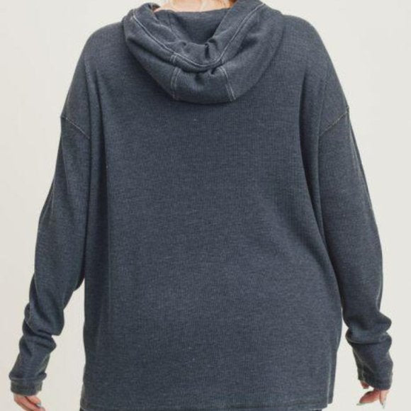 THERMAL BOXY HOODIE SWEATSHIRT