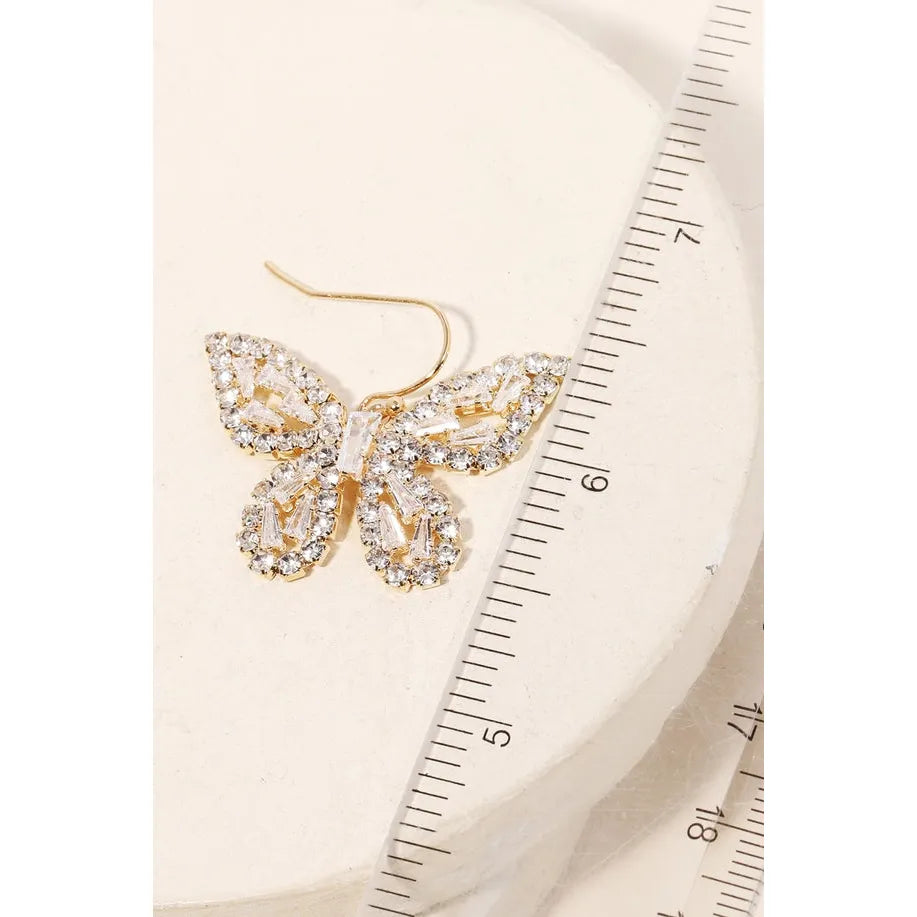 Pave Butterfly Drop Earrings