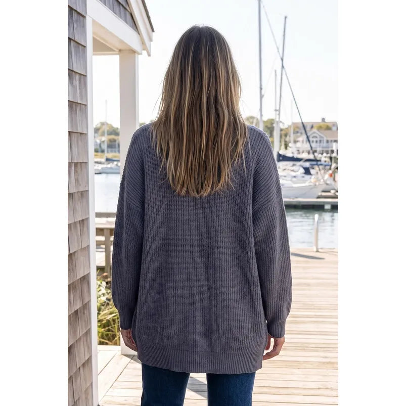 Curly Ribbed Open Front Cardigan