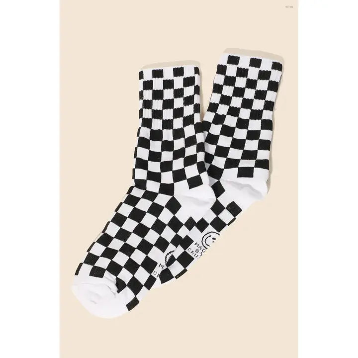 Black White Checkered Socks