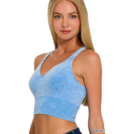 Washed Crisscross Strap Back Seamless Tank Top