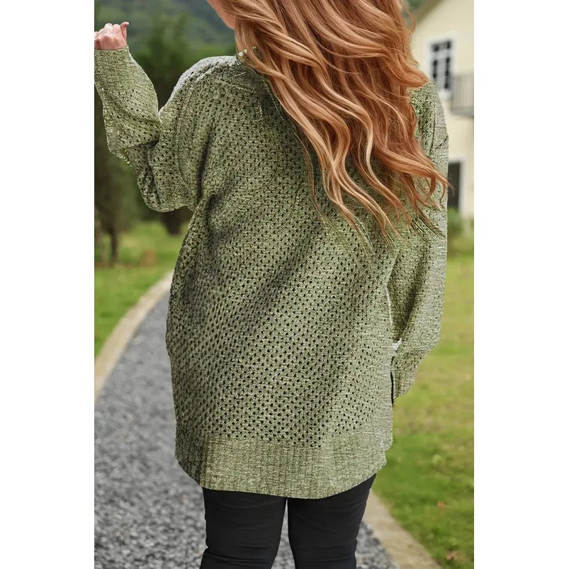 Loose Fit Drop Shoulder V Neck Sweater