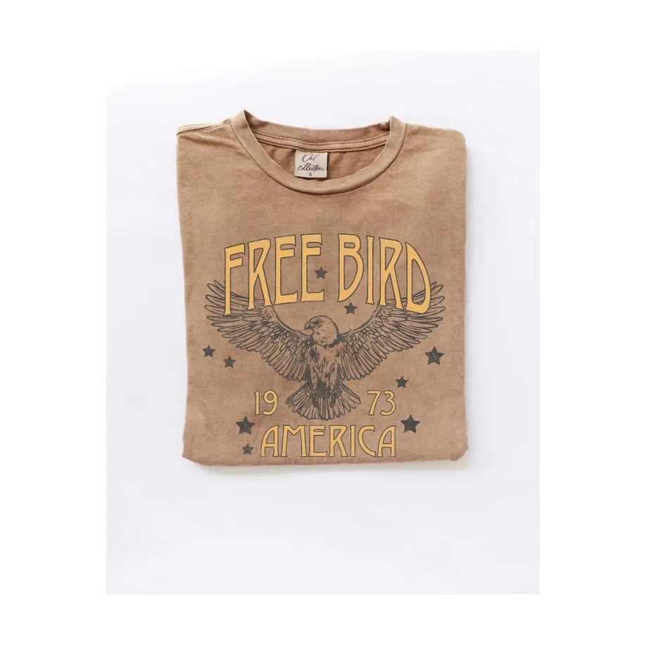 Free Bird America Mineral Washed Graphic Top