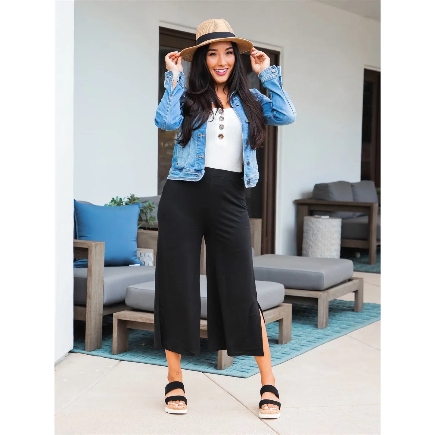 Cropped Split Hem Leanne Pants