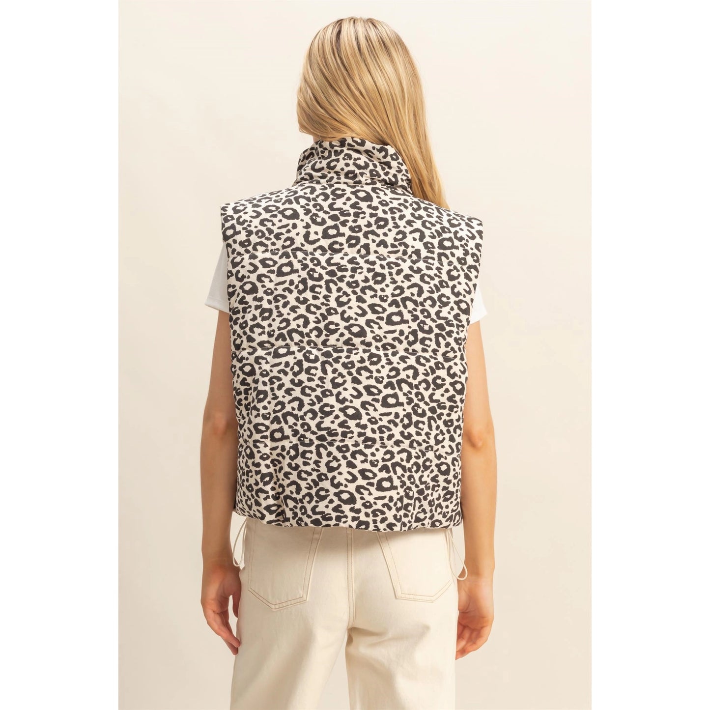 Leopard Print Puffer Vest