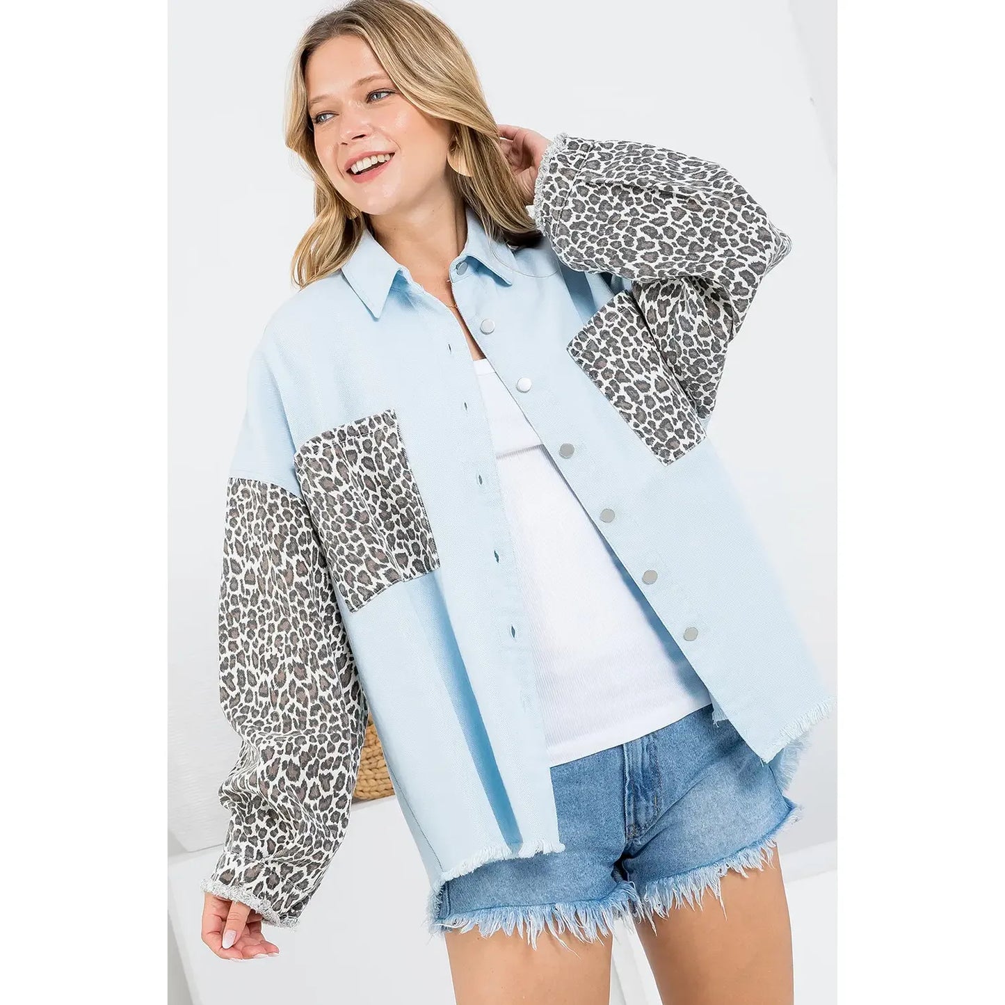 Leopard Print Denim Shacket