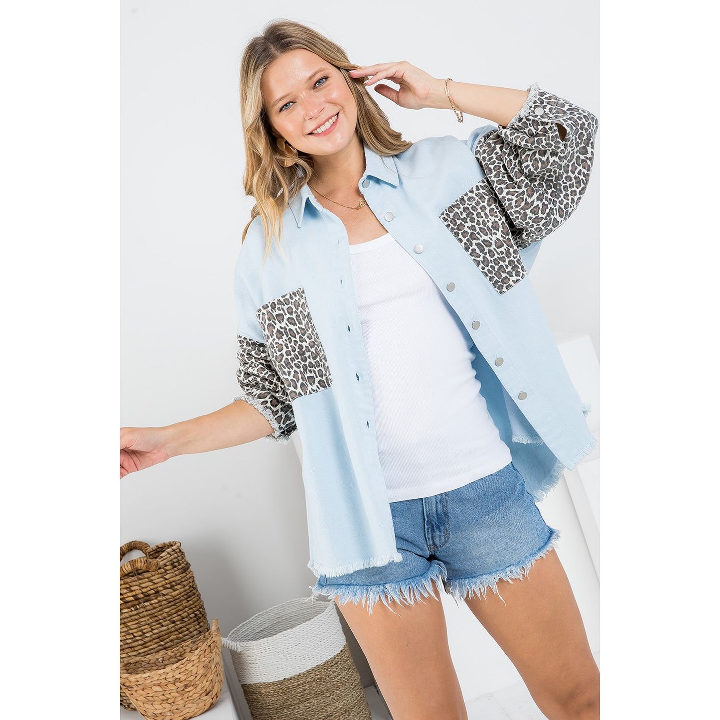 Leopard Print Denim Shacket