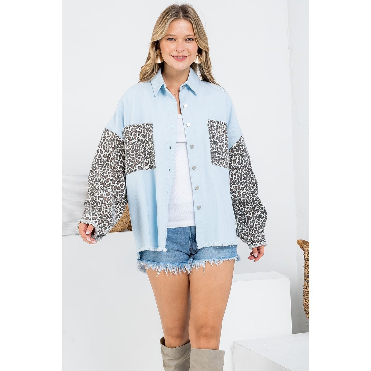 Leopard Print Denim Shacket