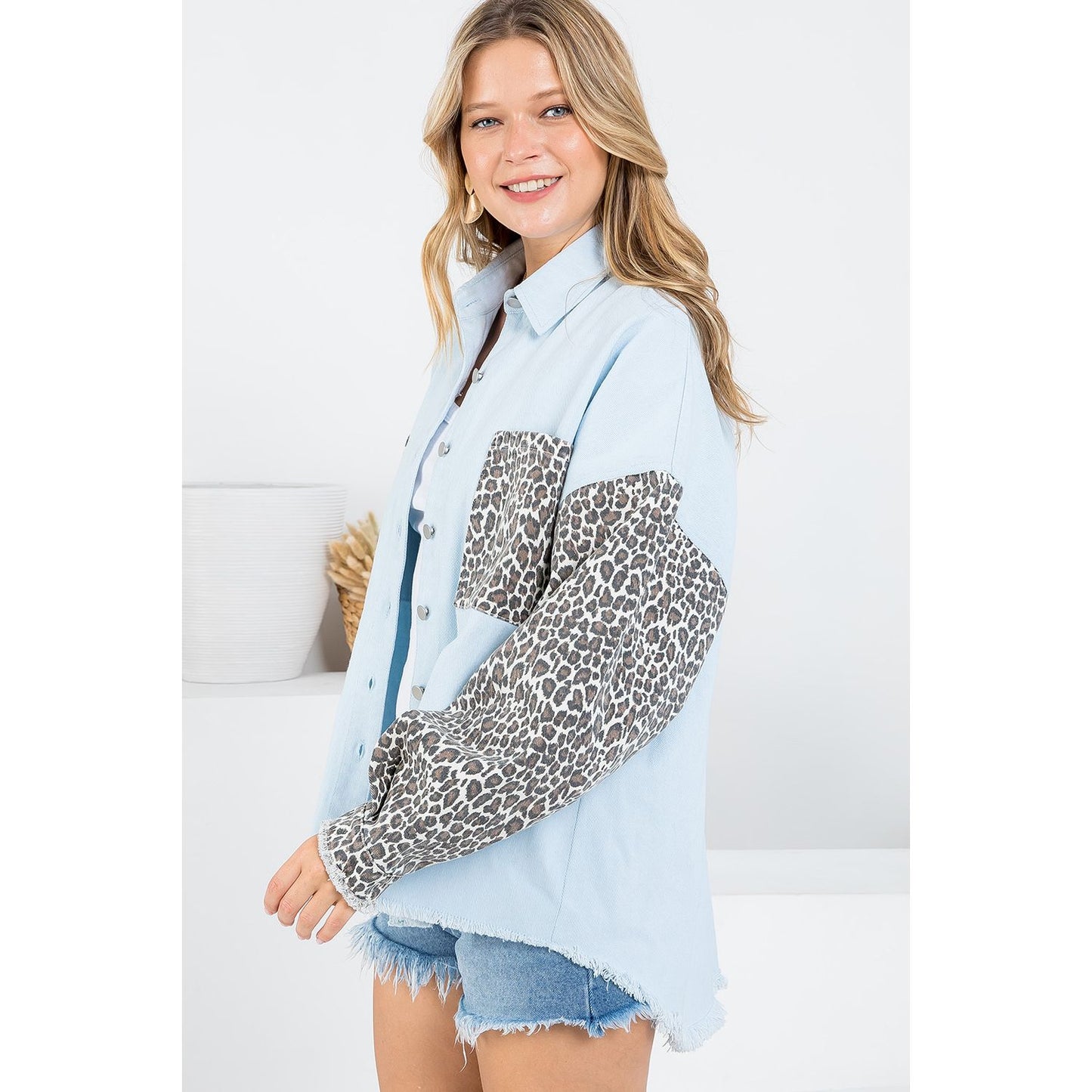 Leopard Print Denim Shacket