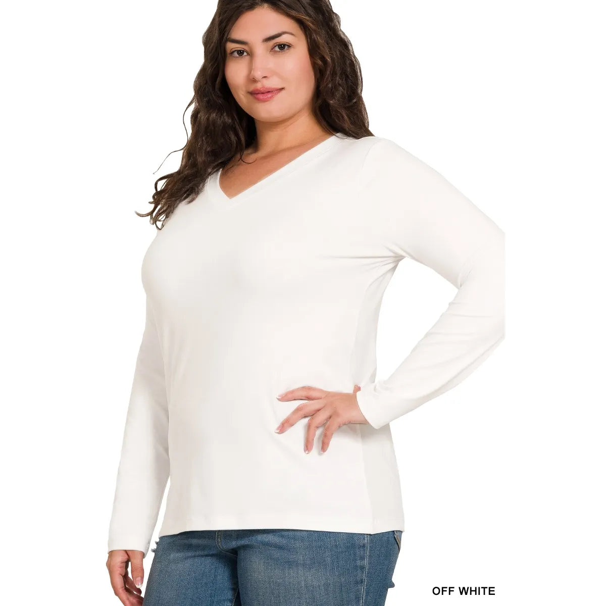 Plus V-Neck Long Sleeve T Shirt