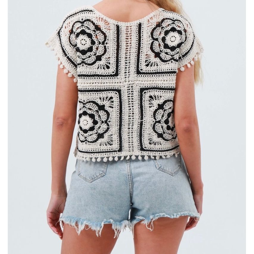 Crochet cotton Floral Top