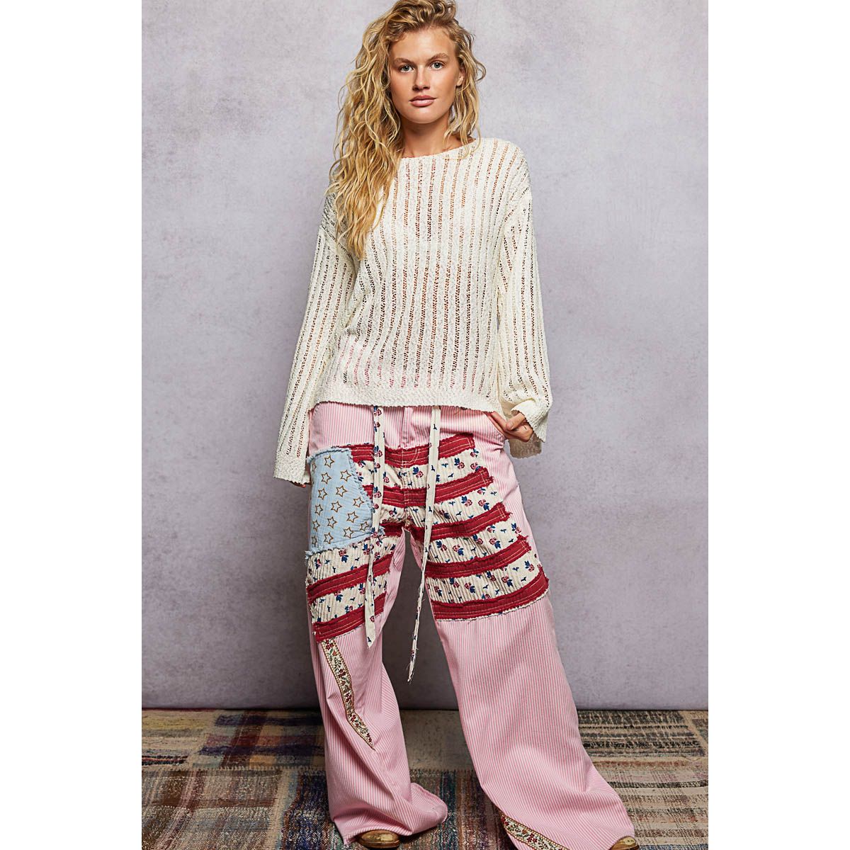 Long Sleeve Open Weave Thin Sweater Solid Knit Top