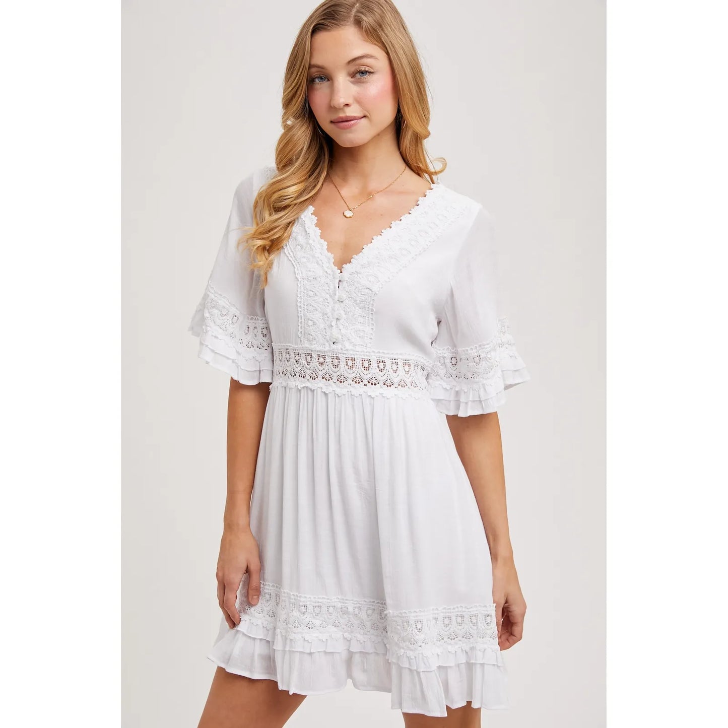 V-Neck Lace Dress Open Back