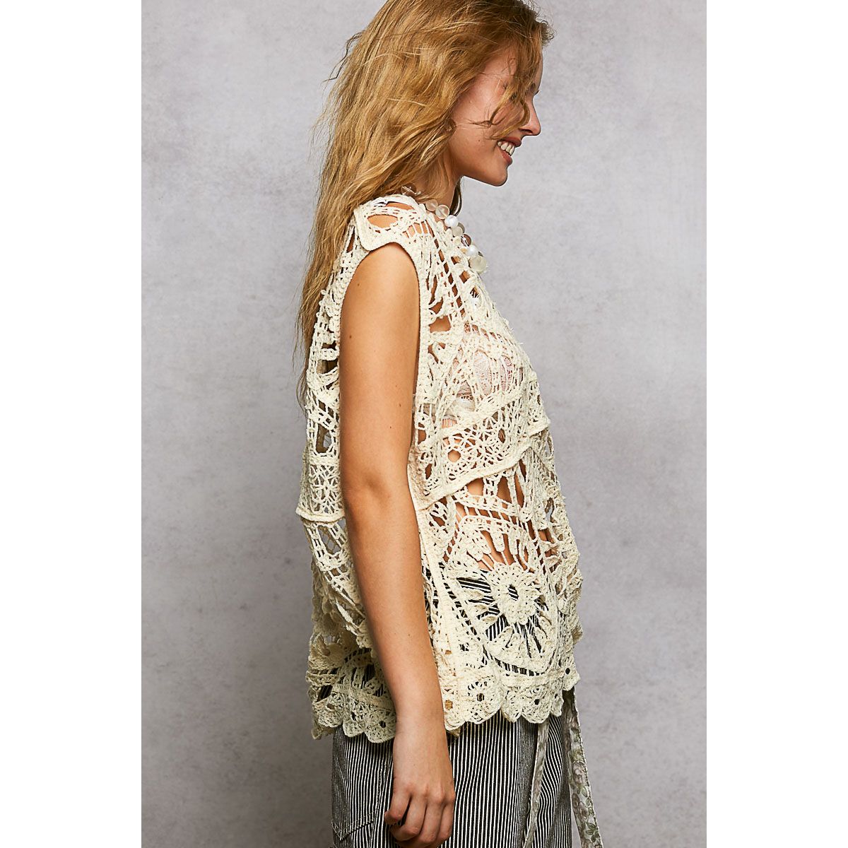 Bohemian Crochet Relaxed Sleeveless Top