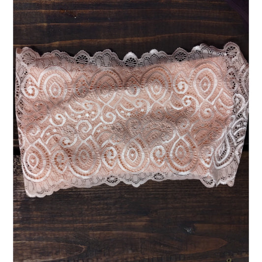 Peach Blush Reversible Lace and Solid Stretchy Bandeau by Nikibiki