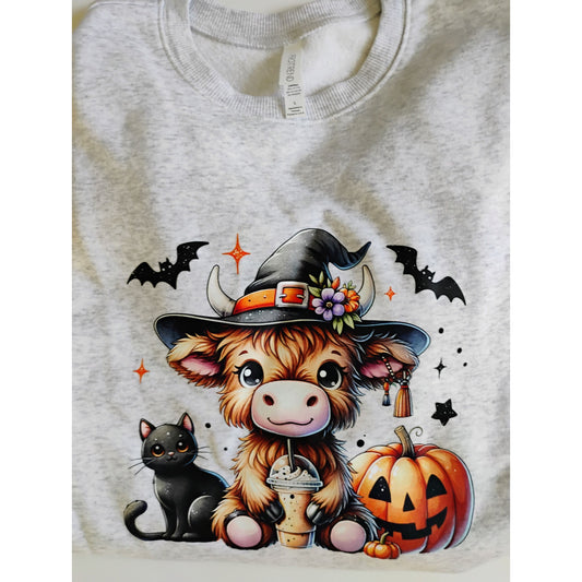 Halloween Graphic Cow Sweatshirt