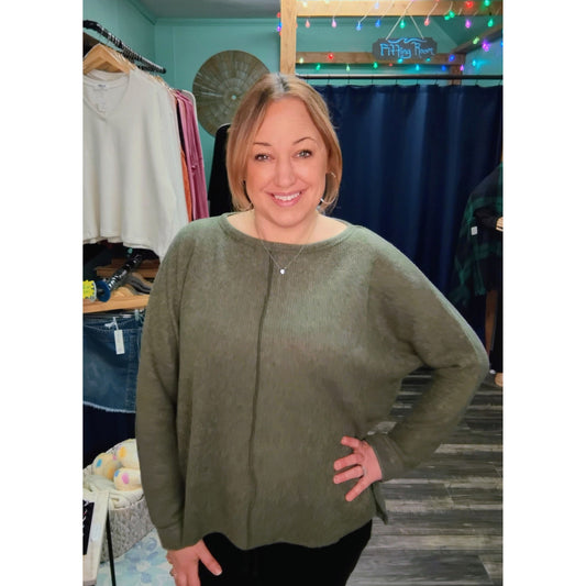 Brushed Melange Hacci Dolman Sleeve Sweater