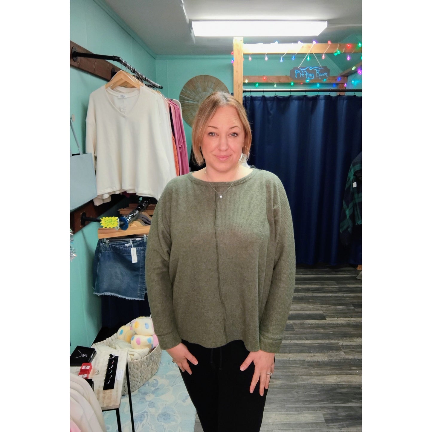 Brushed Melange Hacci Dolman Sleeve Sweater