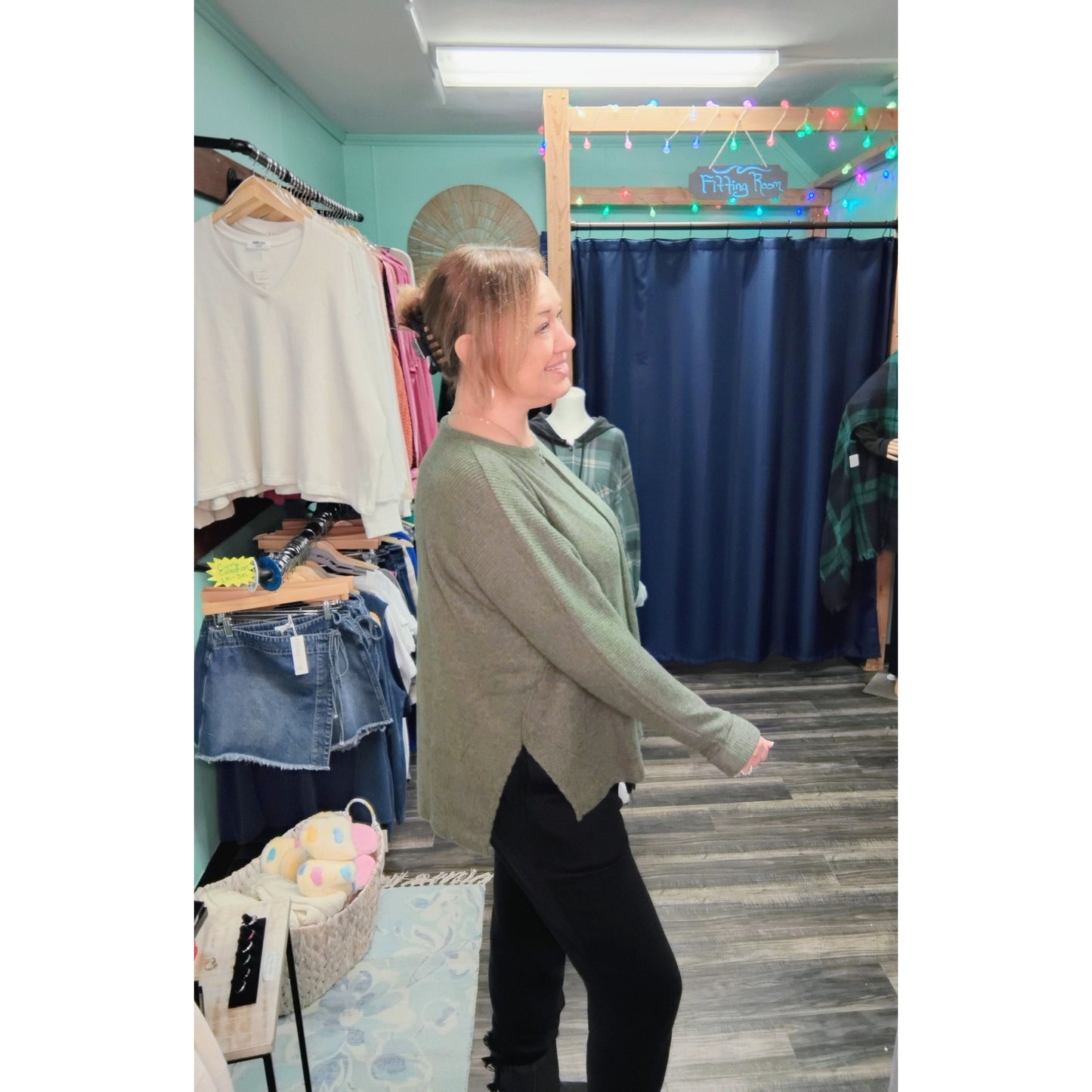 Brushed Melange Hacci Dolman Sleeve Sweater