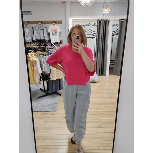 Elastic waist washed Denim Pants