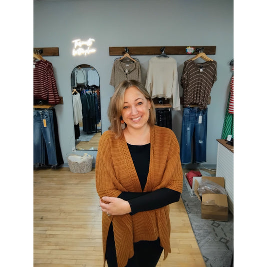 Fashionable Ridged Rib Knit Ruana